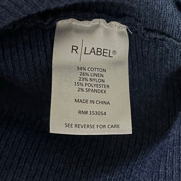 R Label Womens Ribberd Blue 3/4 Sleeve Sweater Size L/XL - Picture 7 of 9